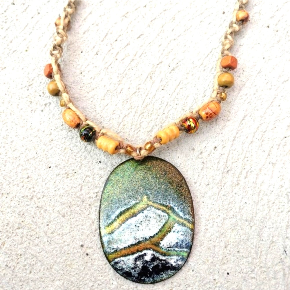 Necklace Macrame Beaded Hemp Jewelry